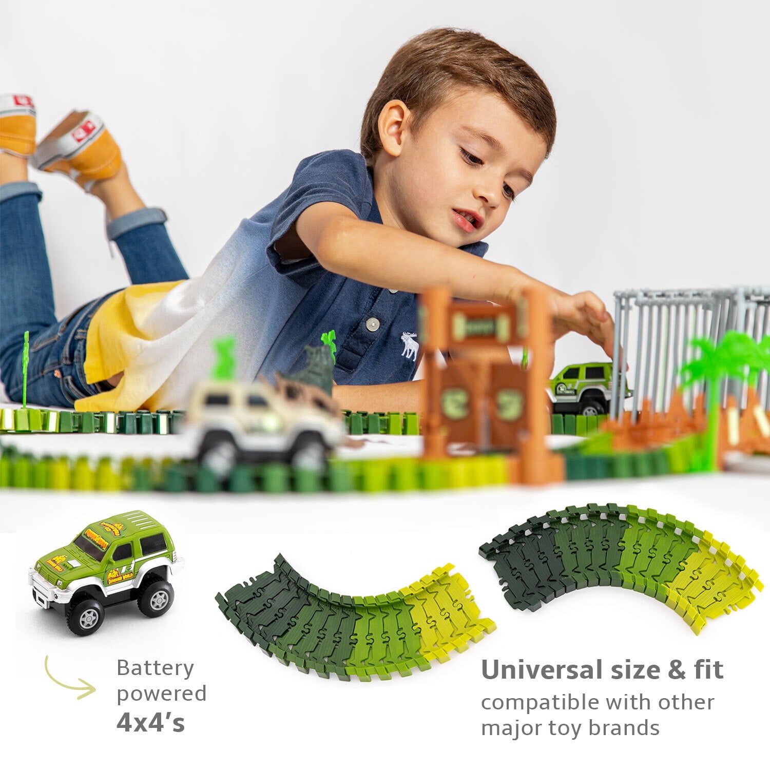 JitteryGit Dinosaur Toys for Boys Race Car Track Set | Dinosaurs STEM Vehicle Playsets for Kids Toddler Ages 3 4 5 6 7 8 Year Olds