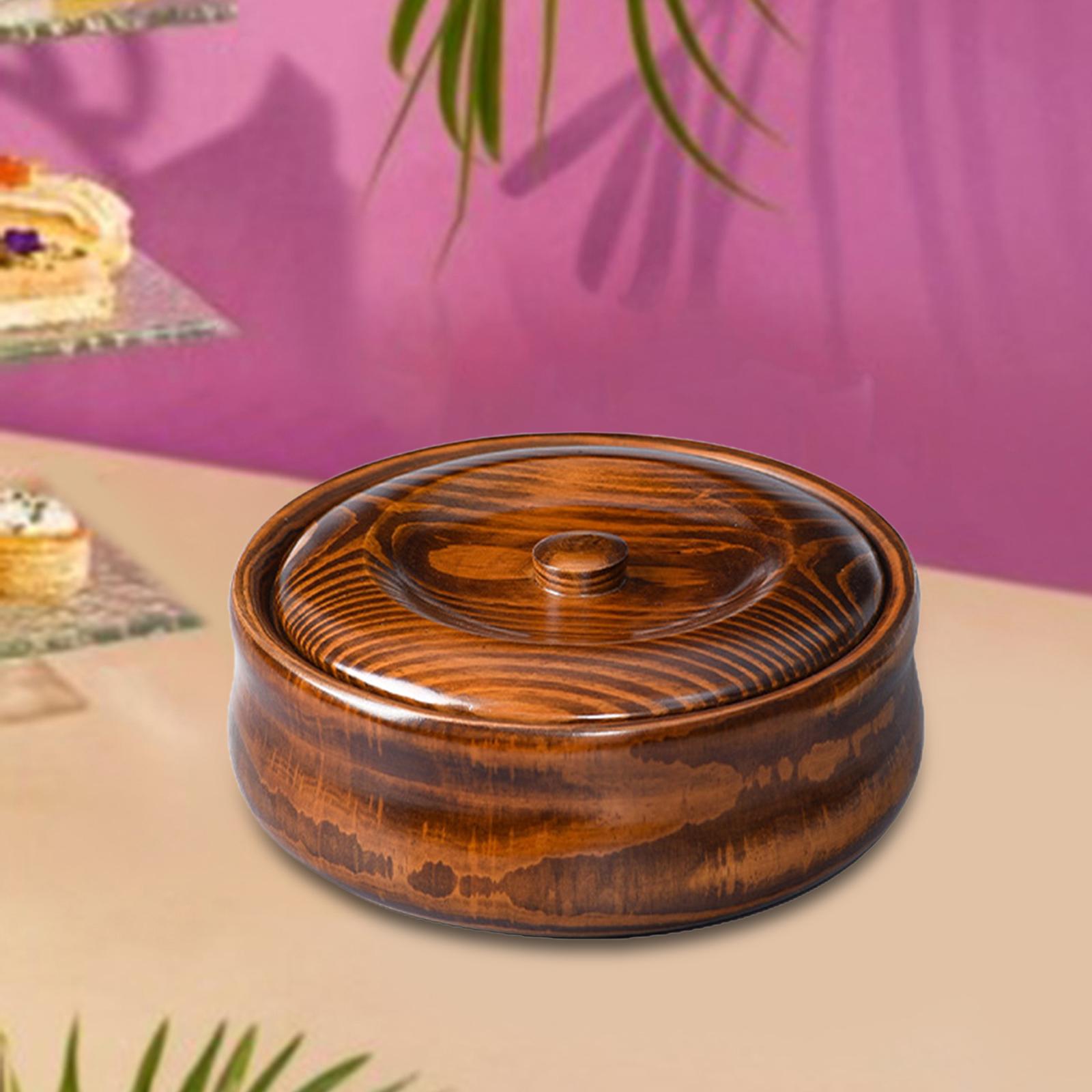 Wooden Bowl Handmade Cereal Keeper Multipurpose Round Bowl Wooden Salad Bowl 23cmx7.5cm