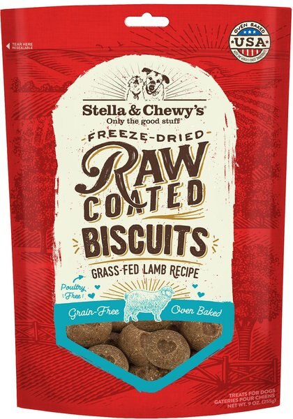 Stella and Chewy's Raw Coated Biscuits Grass-Fed Lamb Recipe Freeze-Dried Grain-Free Dog Treats