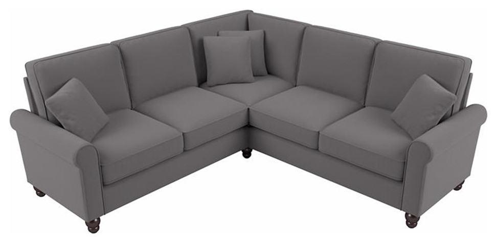 Hudson 87W L Shaped Sectional Couch in Beige Herringbone Fabric   Sectional Sofas   by Homesquare  Houzz