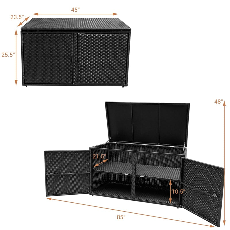 88 Gallon Rattan Outdoor Deck Storage Box Patio Container