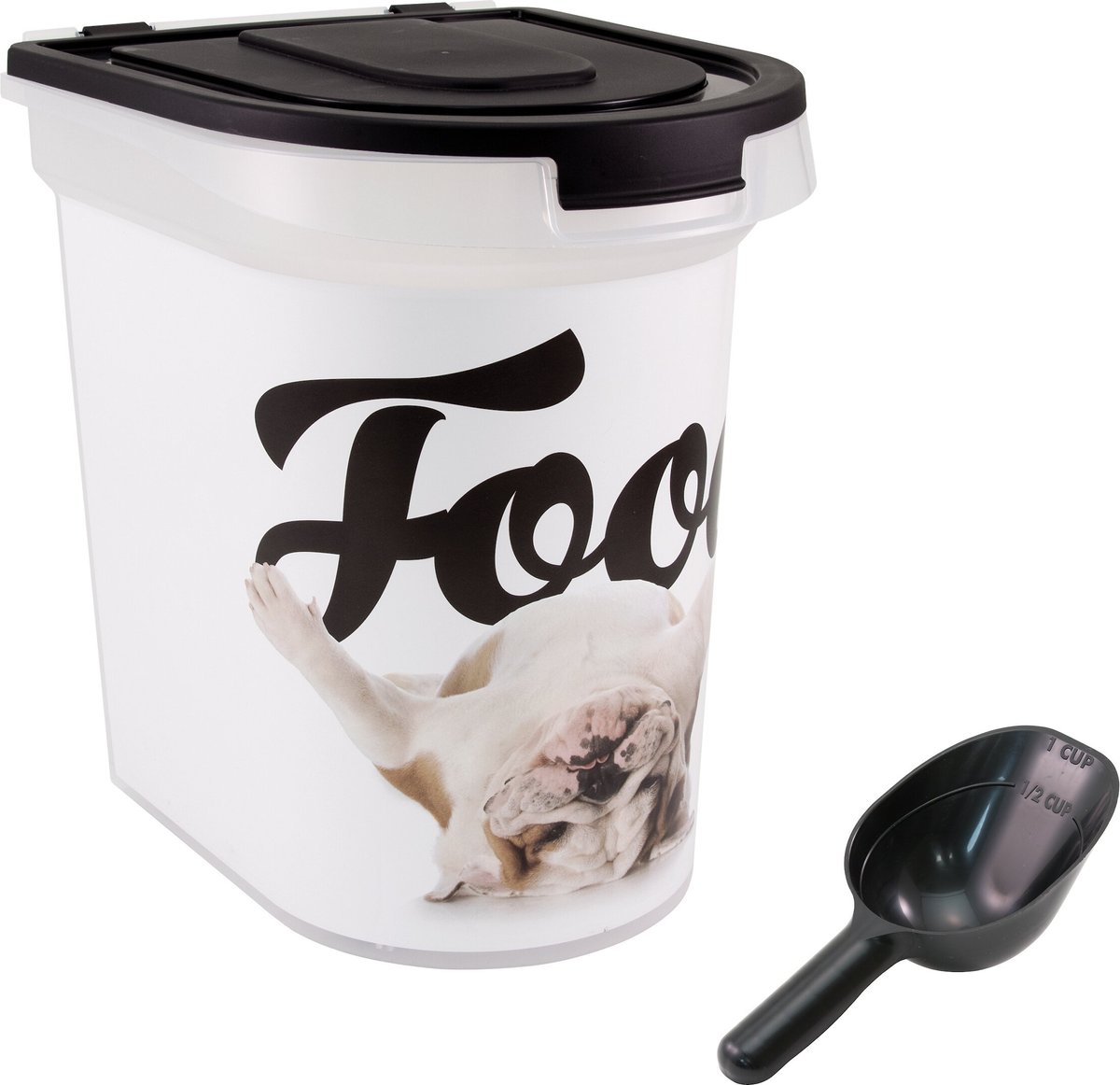 Paw Prints Bulldog Pet Food Storage Container， 26-lb