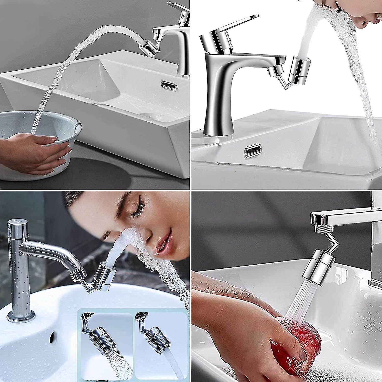 Faucet With Universal Splash Filter， 720 Swivel， Wide Angle Aerator， Dual Function， Rotating Aerator， Sprayer Faucet