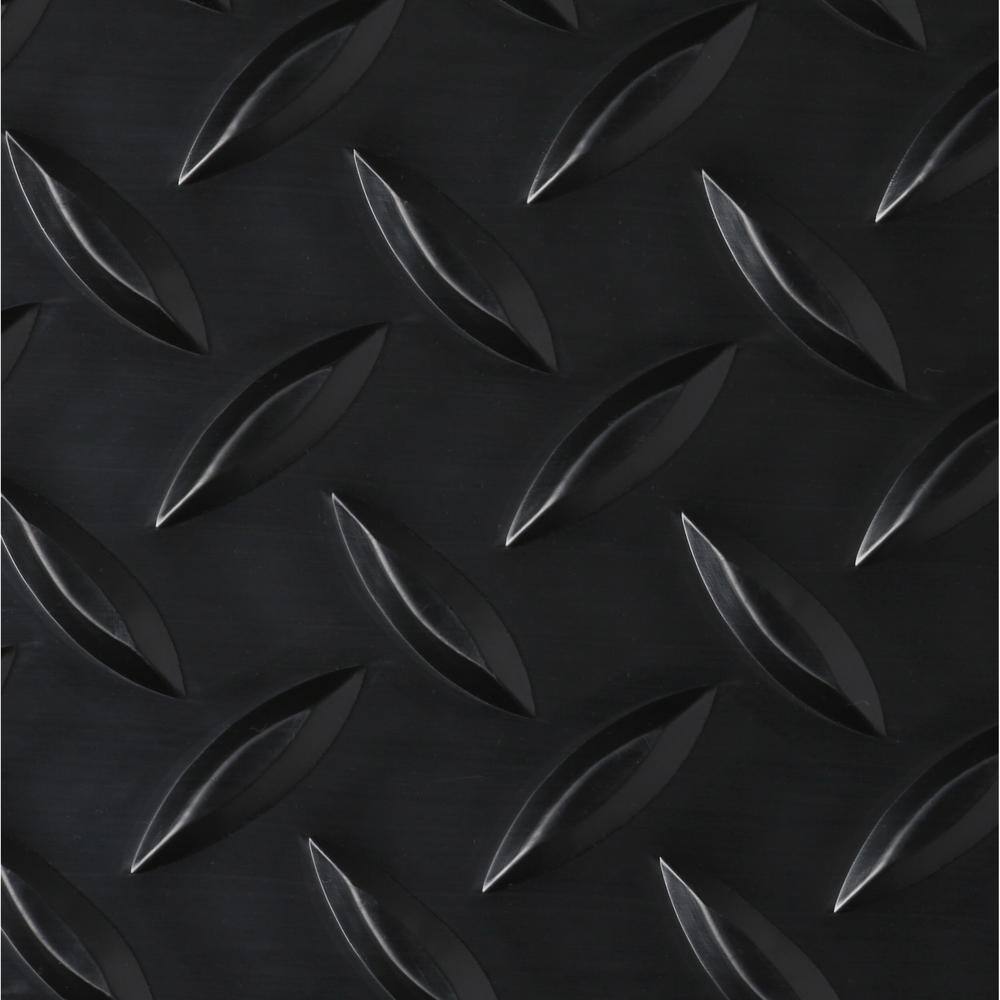 HDX 7.5 ft. W x 14 ft. L Midnight Black Diamond Plate Commercial Vinyl PVC Garage Flooring HX45DT714MBRET