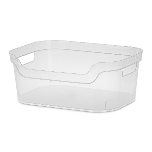 Sterilite 5 25x9 5x13 In Medium Polished Open Scoop Front Storage Bin W Comfortable Carry Through Handles For Household Organization Clear