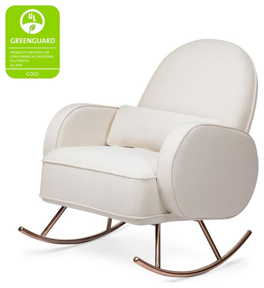 Namesake Compass Upholstered Modern Fabric Rocker in Cream   Midcentury   Rocking Chairs   by Homesquare  Houzz