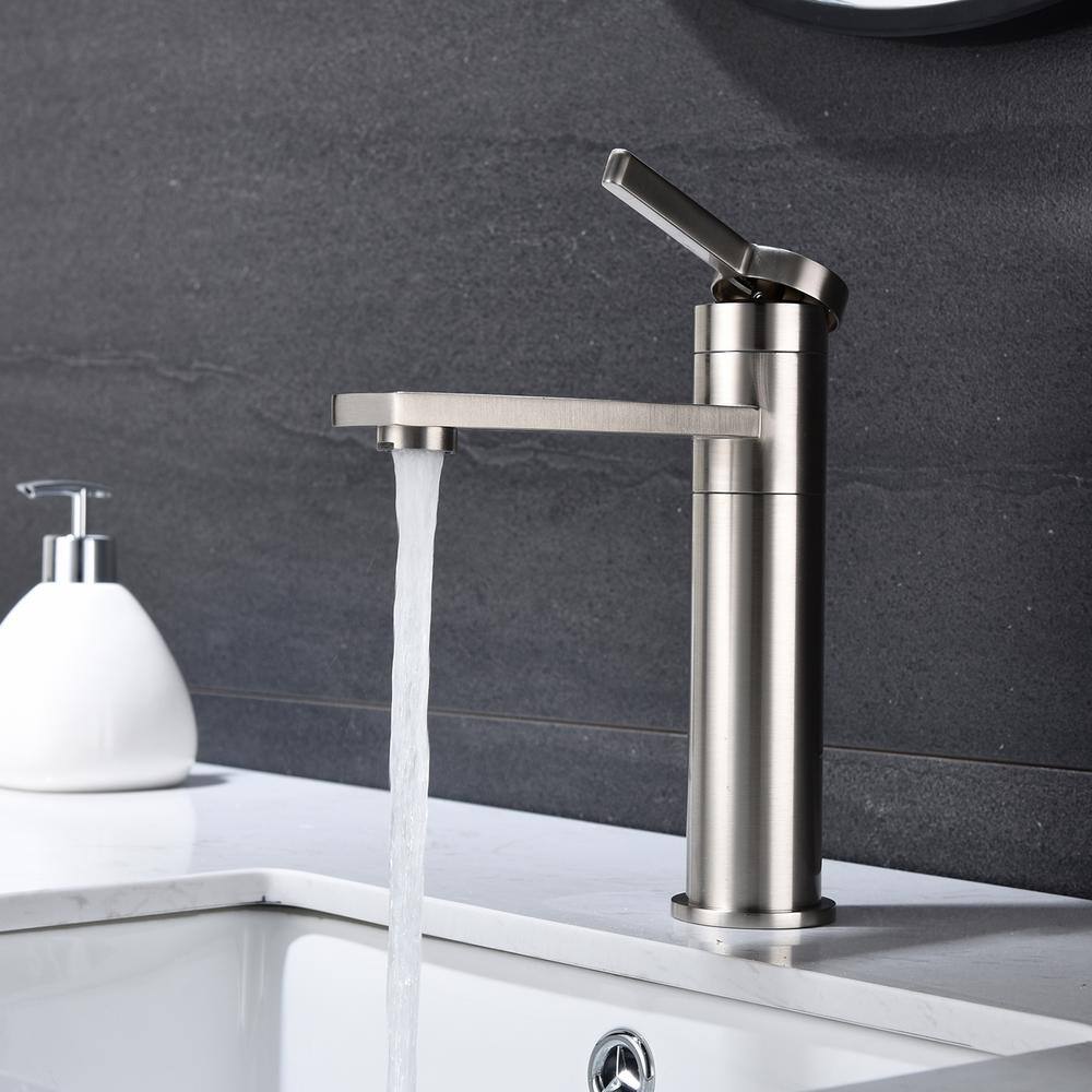 Hlihome Single Handle Single Hole Bathroom Vanity Sink Faucet in Brushed Nickel DKTH71NS