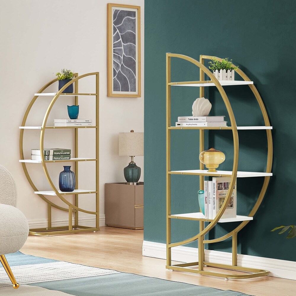 4 Tiers Home Office Open Bookshelf Round Shape