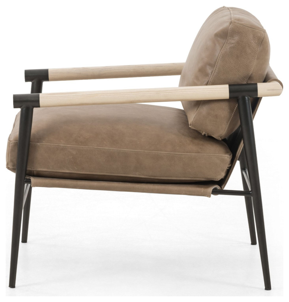 Rowen Palermo Drift Leather Chair   Midcentury   Armchairs And Accent Chairs   by Four Hands  Houzz