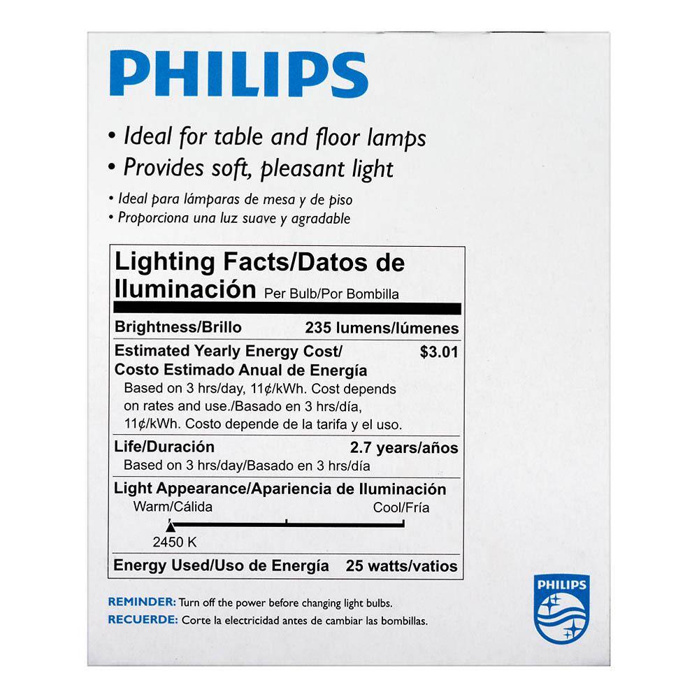 Philips 25-Watt A19 Dimmable DuraMax Long-Life Incandescent Light Bulb Soft White (2450K) (2-Pack) 168682