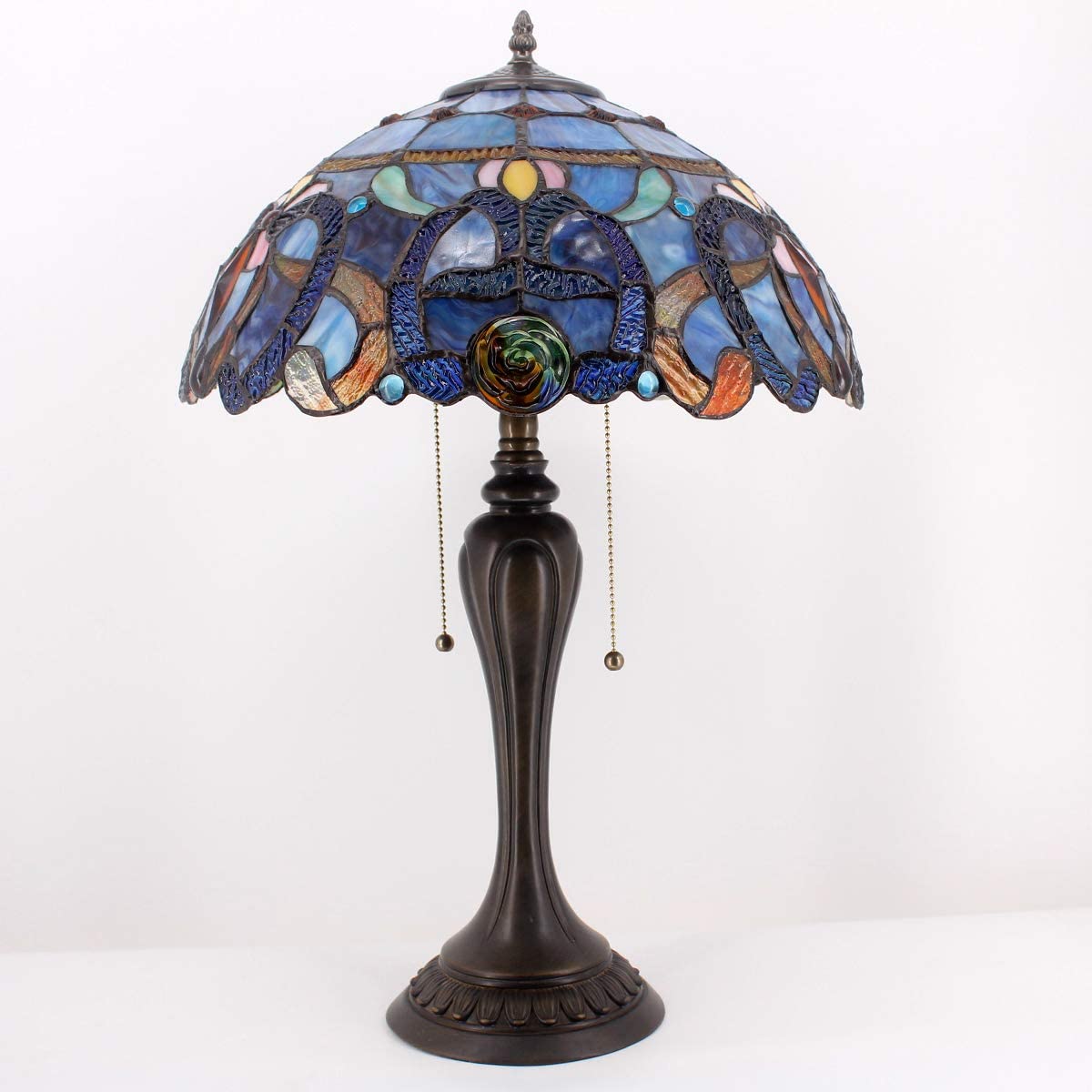 GEDUBIUBOO Tiffany Lamp Blue Purple Cloud Stained Glass Style Table Lamp 16X16X24 Inches Desk Bedside Reading Light Metal Base Decor Bedroom Living Room  Office S558 Series