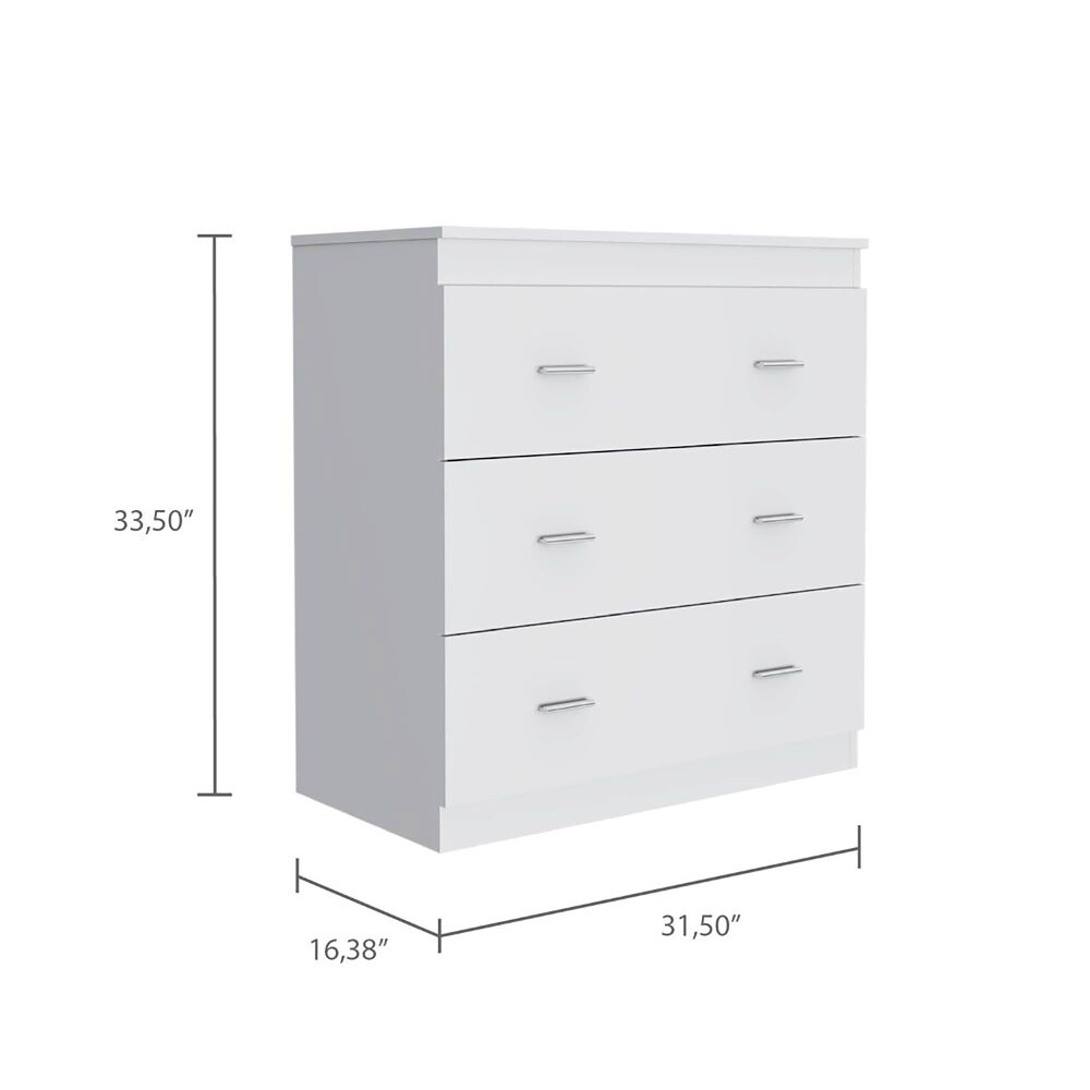 Classic Three Drawer Dresser with Handles Black/Light Gray/White