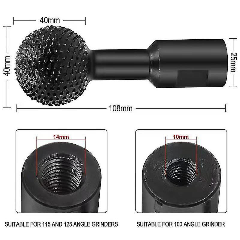 Rotary Burr Grinder Head Burr Drill Bits Wood Carving Engraving Polishing Ball，(black)(1pcs)