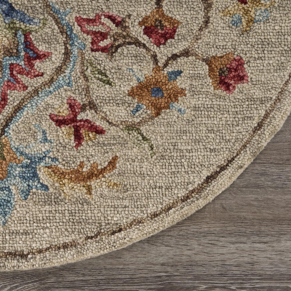 Ox Bay Sinuous Beige 4 Feet Trailing Floral Oasis Round Area Rug