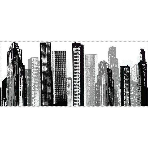 Cityscape Peel And Stick Giant Wall Decal Black Roommates