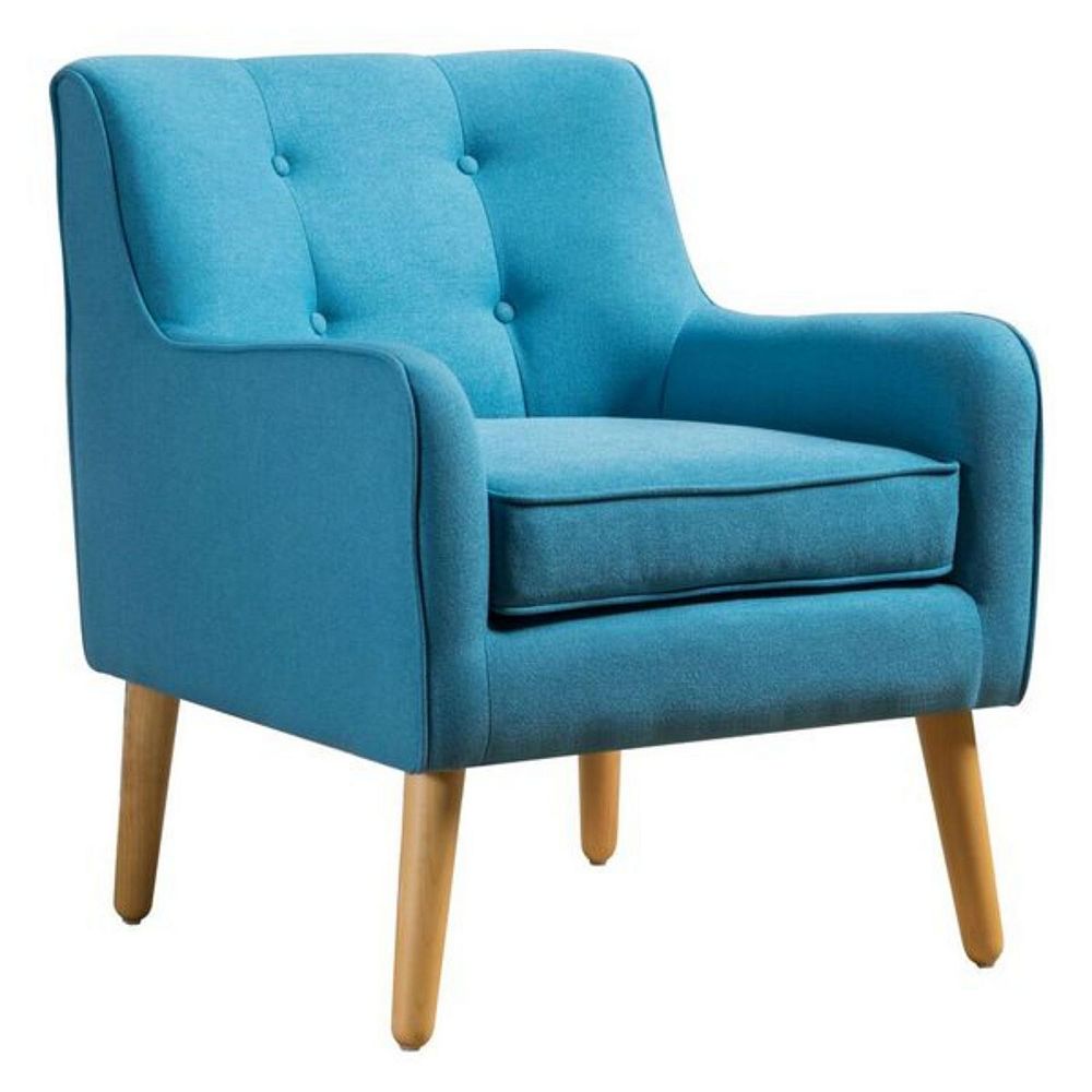 31 Sky Blue and Beige Contemporary Tufted Back Armchair