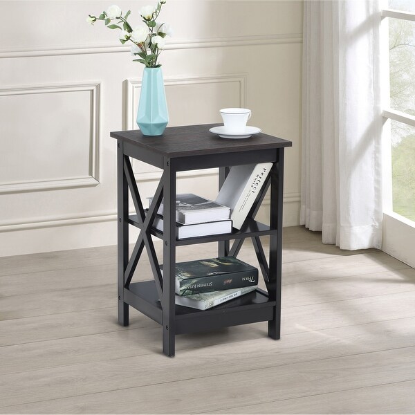 End Table with 3-Tier Storage Shelf