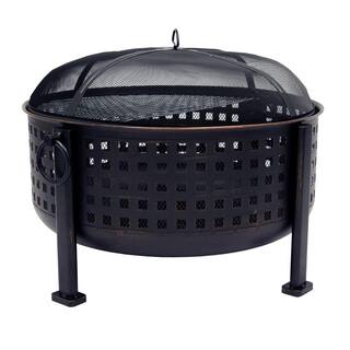 Pleasant Hearth Langston 30 in. Round Deep Bowl Steel Fire Pit in Rubbed Bronze OFW821RC