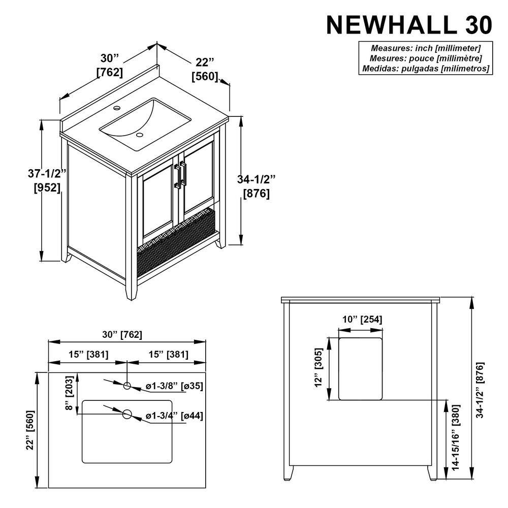 Home Decorators Collection Newhall 30 in. W x 22 in. D x 34.5 in. H Single Sink Bath Vanity in Grayish Blue with White Cultured Marble Top Newhall 30GB