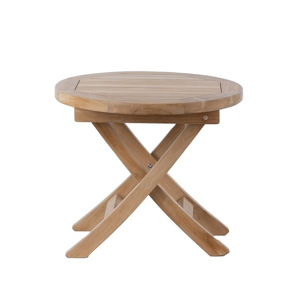 RRI Goods Teak Wood Folding 20Inch Round Outdoor Coffee Table Perfect for Outdoor Backyard，Front Porch，Balcony