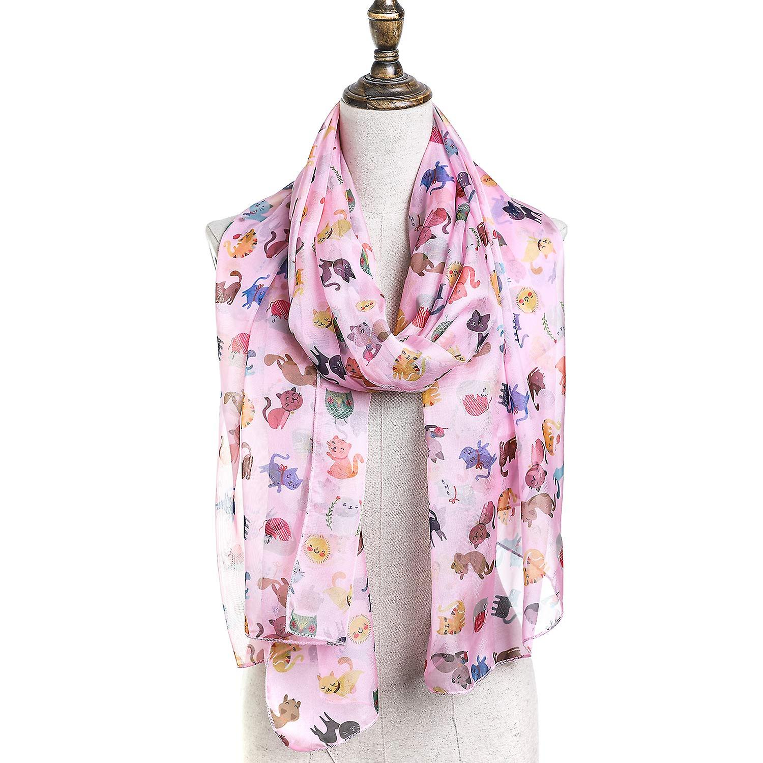 Colorful Cats Scarfs For Women Lightweight Cats Print Shawl Head Wraps