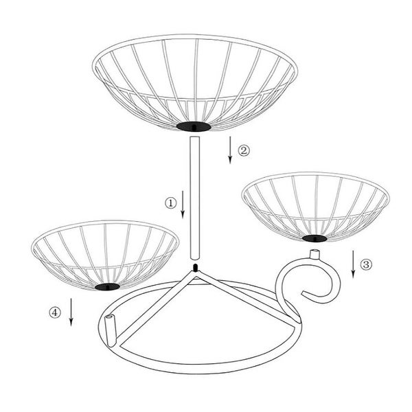 3-Tier Multifunctional Metal Fruit Storage Basket Stand Detachable