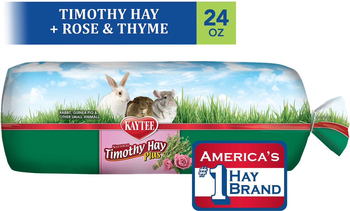 Kaytee Rose and Thyme Timothy Hay Blend Rabbit Food， 24-oz bag