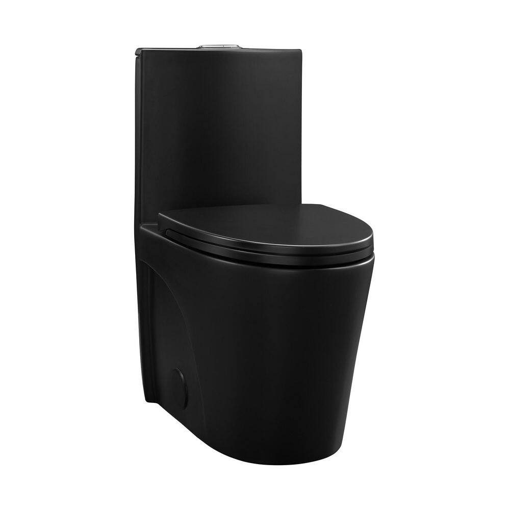 Swiss Madison St. Tropez 10 in. Rough-In 1-piece 1.11.6 GPF Dual Flush Elongated Toilet in Matte Black Seat Included SM-1T274MB