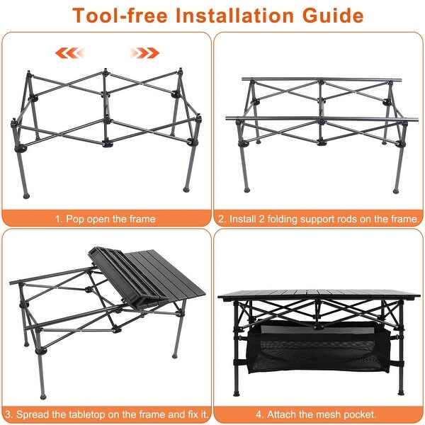 Folding Camping Table Portable Aluminum Roll up Desk with Carrying Bag