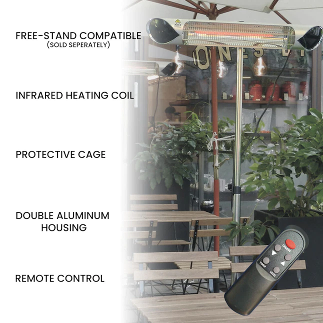 Hanover HAN1051IC-SLV 5118-BTU 120-Volt Silver Stainless Steel Electric Patio Heater