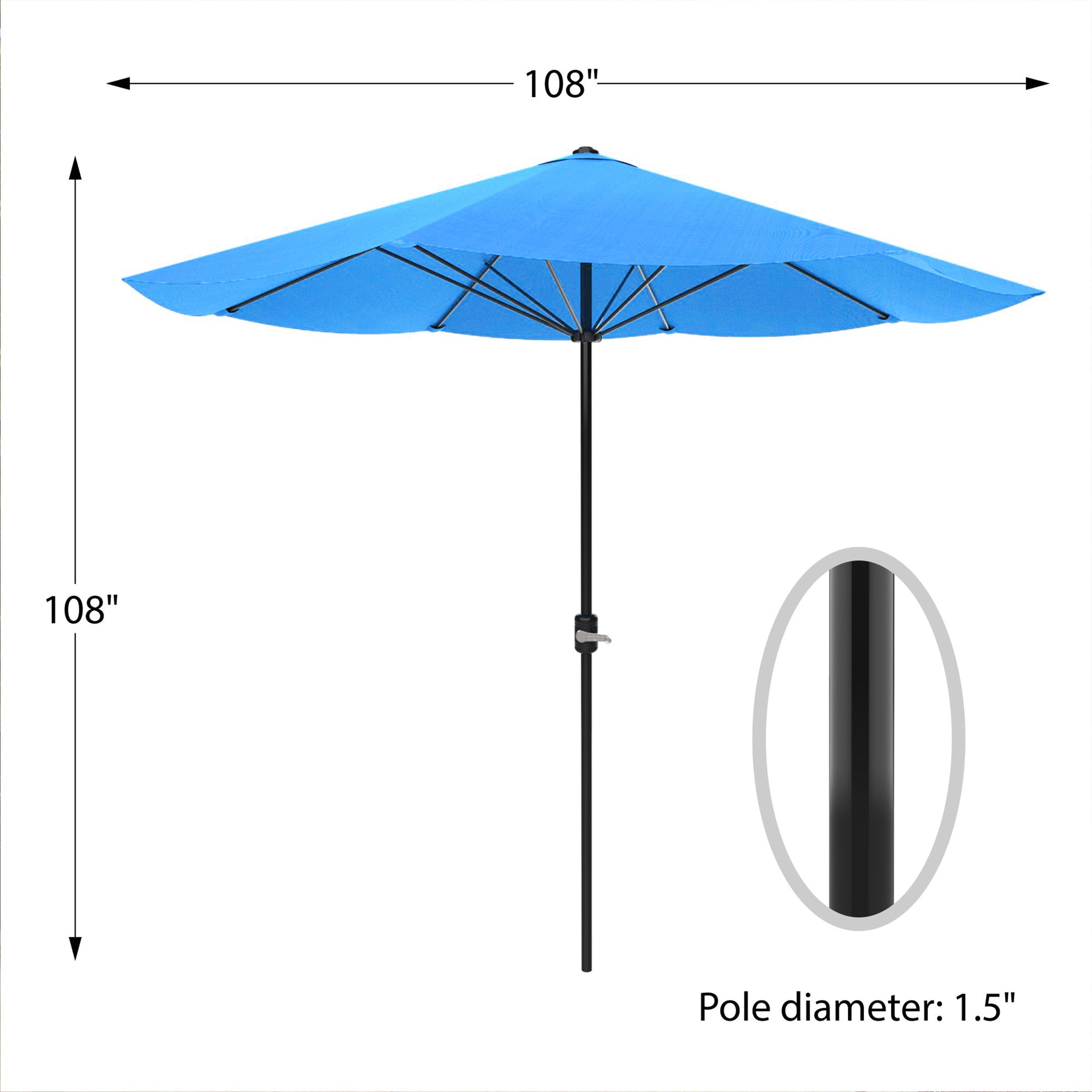 Pure Garden Patio Market Umbrella, 9 ft. Aluminum, Auto Crank, Brilliant Blue