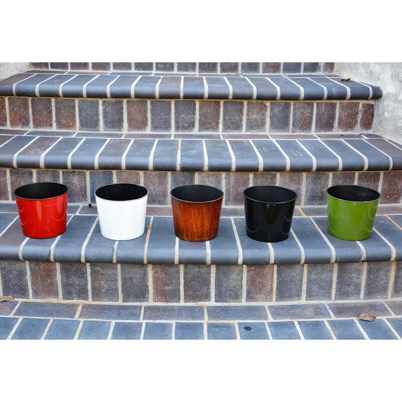 Hand painted 5.5 in. Round Plastic Pot Planter