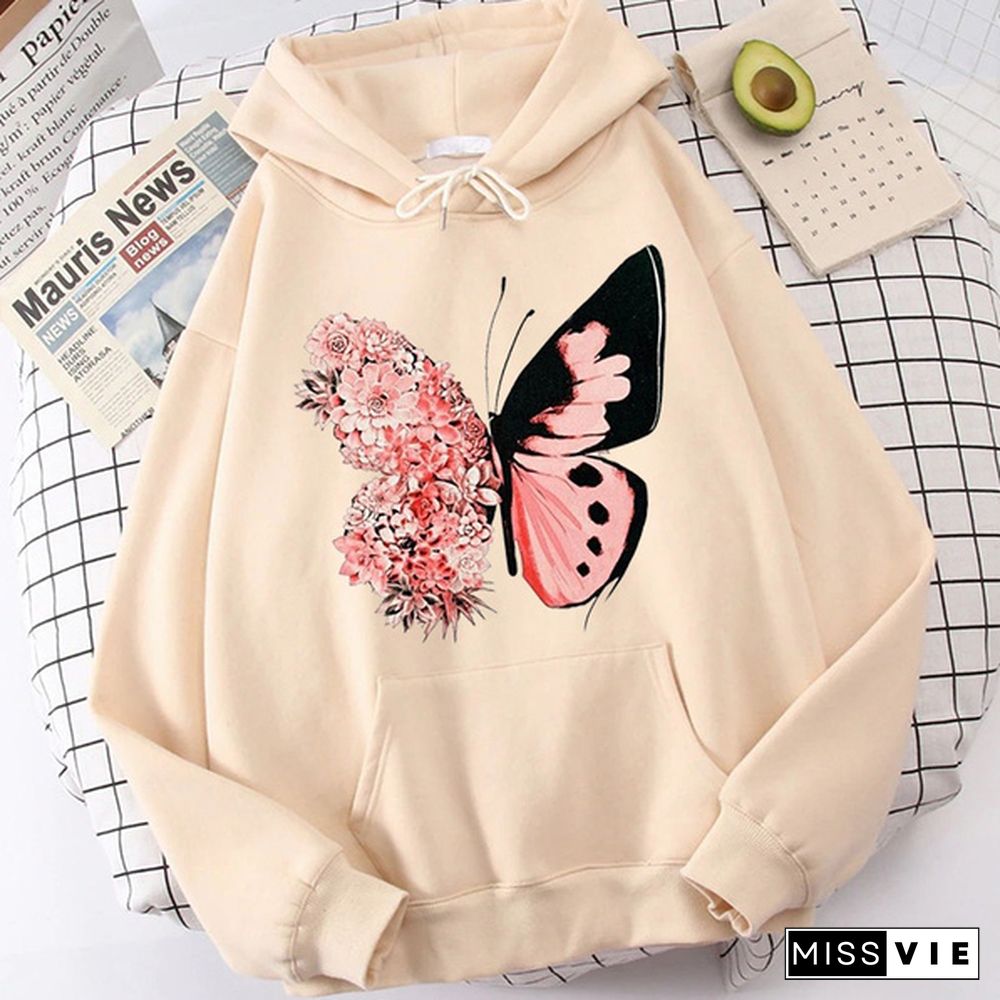 Fashion Funny Butterfly Hoodies For Women Creative Personalized Autumn Winter Sweatshirt Ladies Pullovers