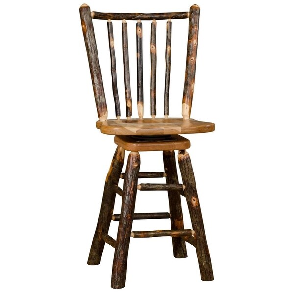 Hickory Log Stick Back Barstool