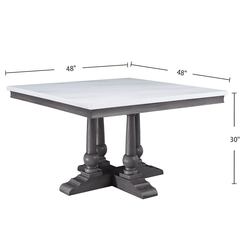 Marble Square Dining Table in White and Gray Oak