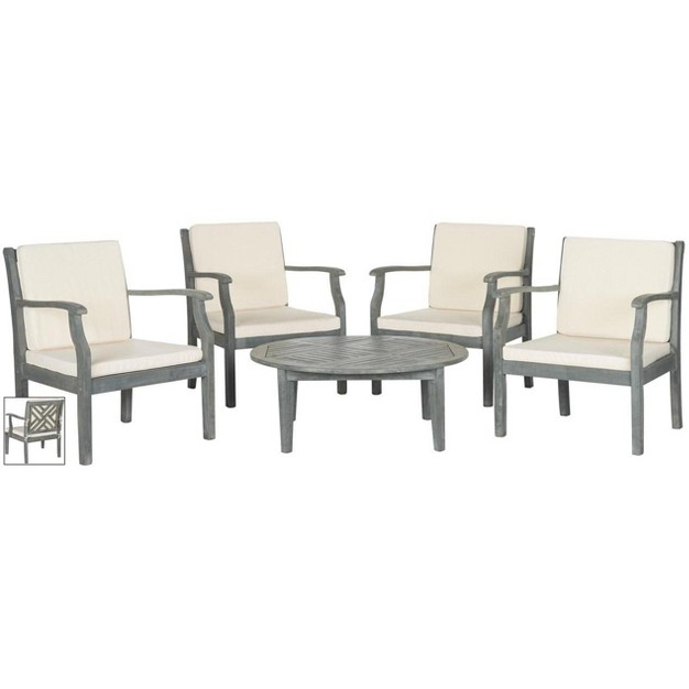 Anaheim 5 Piece Patio Outdoor Coffee Conversation Set Safavieh