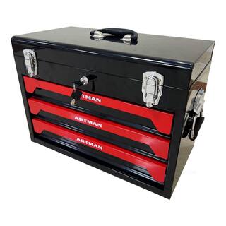 Tidoin 12-Gal. Black and Red Multilayer Steel Storage Tool Box with 3 Drawers ART-YDW1-889