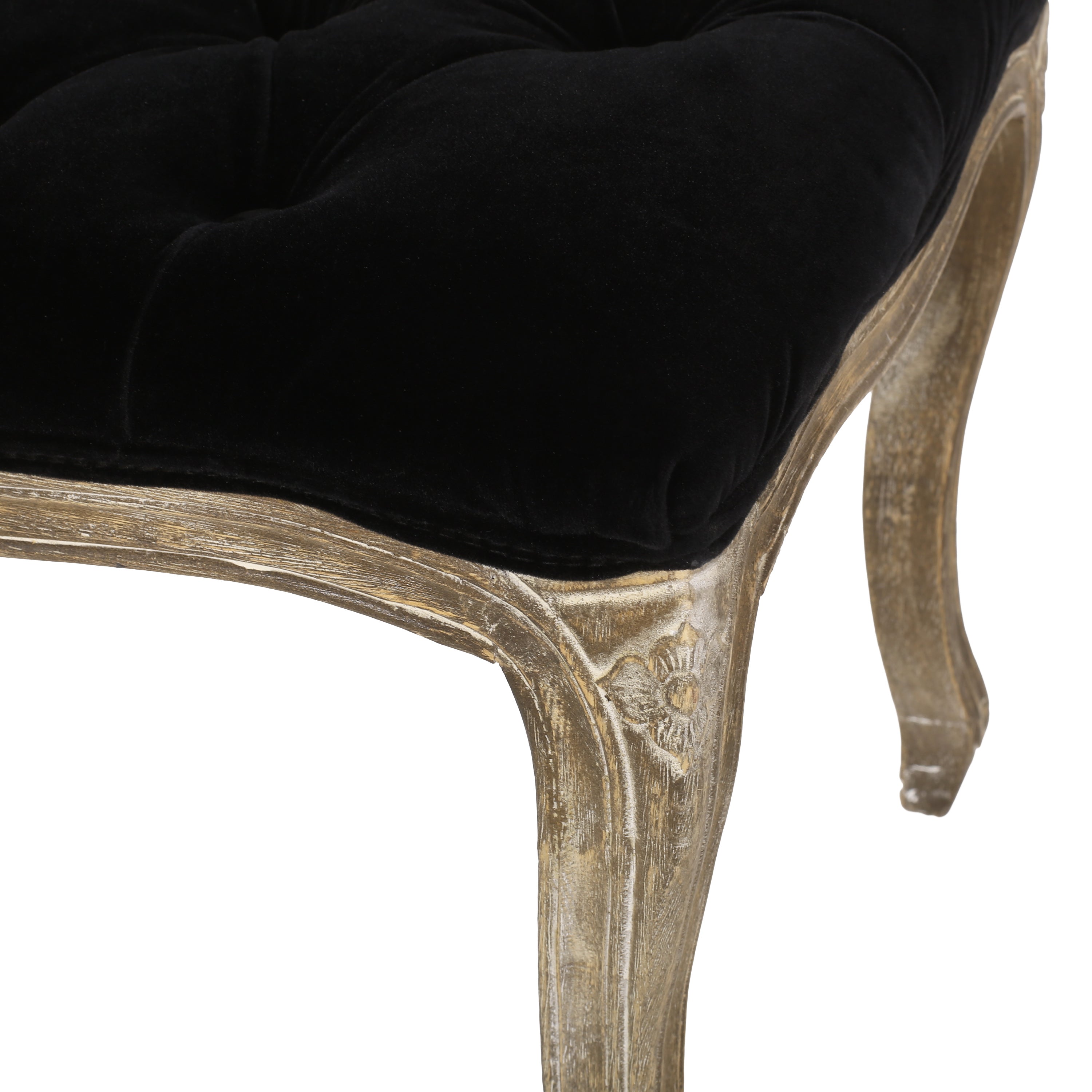 Francis Traditional Button Tufted Velvet Bench