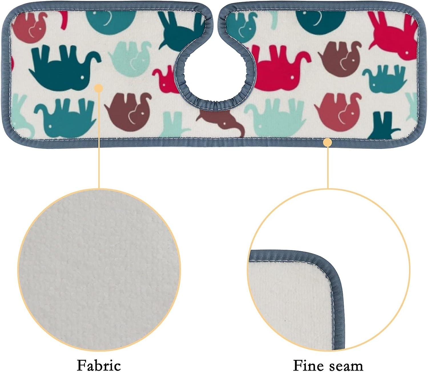 Faucet Absorbent Mat 4pcs Elephants On Wood Color Washable Counter Drying Pads