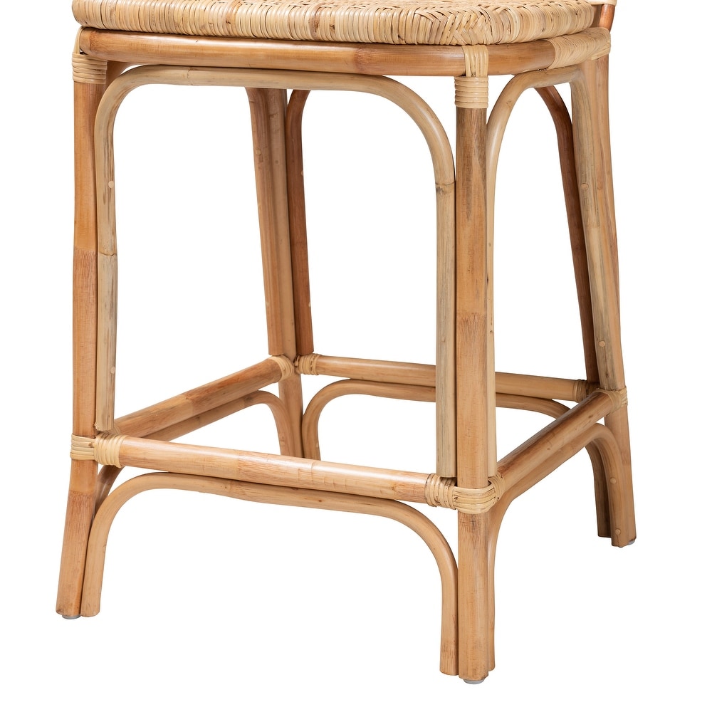 Adrena Modern Bohemian Natural Brown Rattan Stool