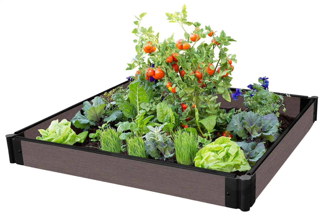 Frame It All Tool-Free Weathered Wood Raised Garden Bed 4' x 4' x 5.5