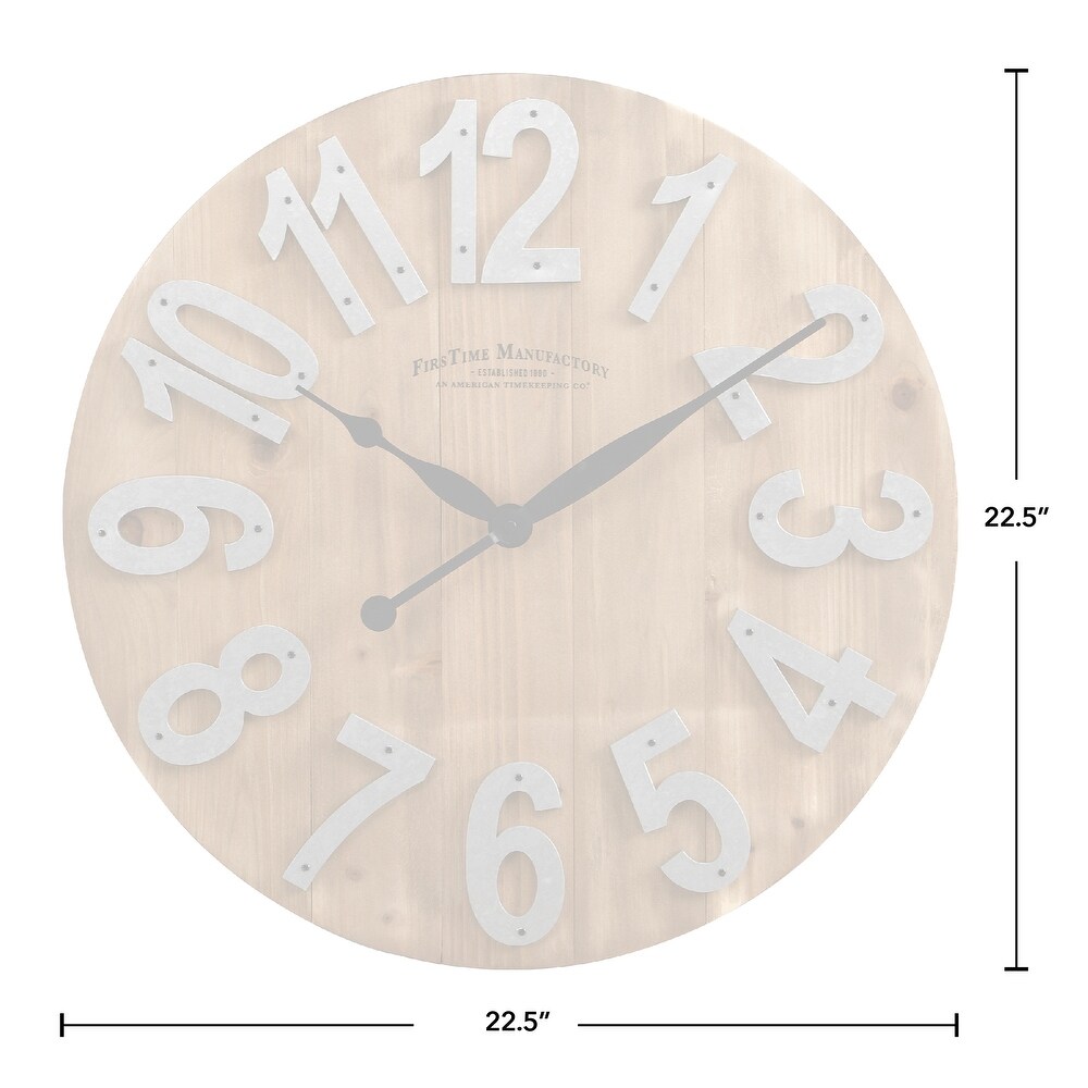 FirsTime   Co. Farmhouse Slat Wood Wall Clock  American Crafted  Tan  Solid Wood  22.5 x 2 x 22.5 in