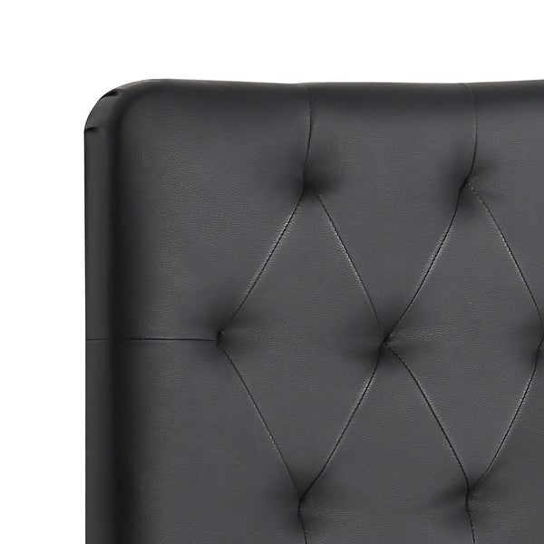 Modern Height Adjustable Tufted Faux Leather Upholstered Headboard，Black - - 36083327