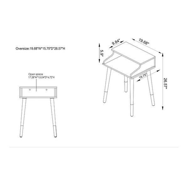 Furniture of America Jeri Mid-Century Modern 20-inch 1-shelf Side Table