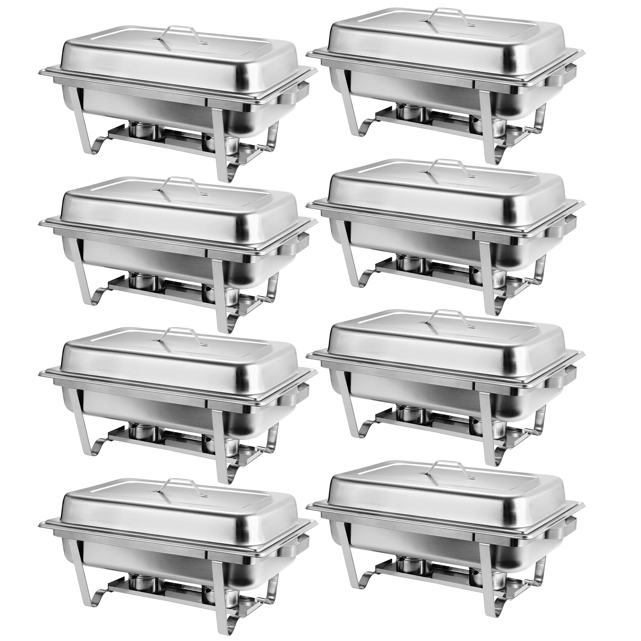 ZENY Stainless Steel Chafing Dish Full Size 8 Packs 8 Quart for Catering Buffet Party Gathering - Silver