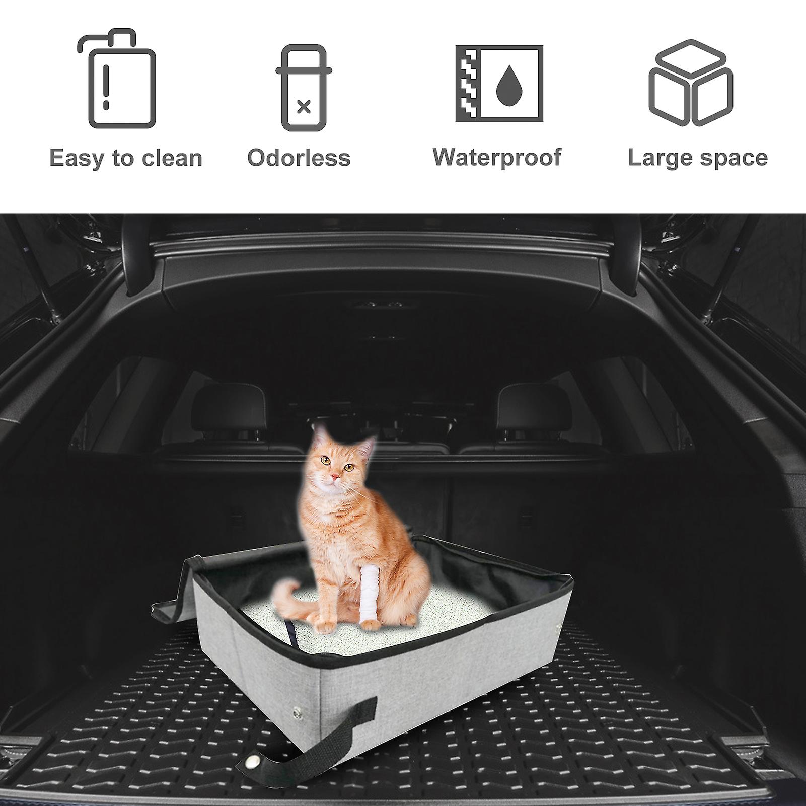 Travel Cat Litter Box Portable Cat Litter Box With Lid Collapsible Waterproof For Outdoor Travel  S