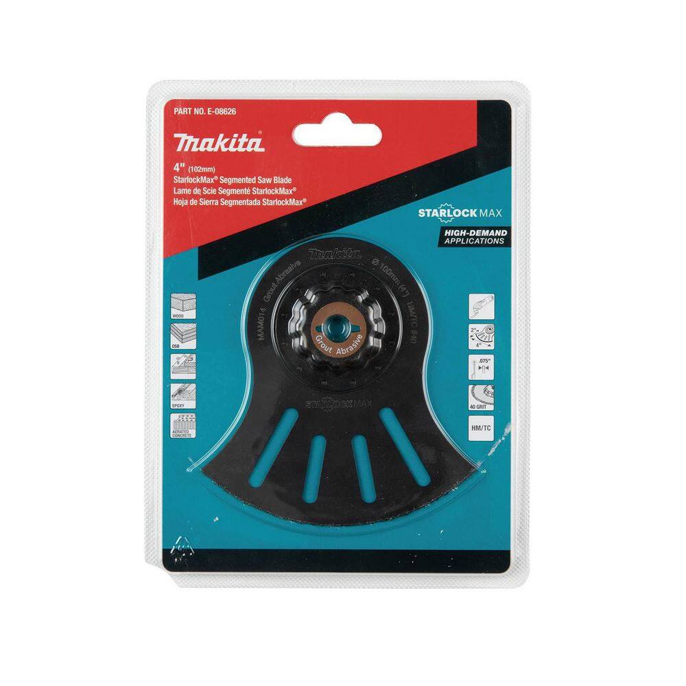 Makita StarlockMax Oscillating Multi-Tool 4 in. Hard Metal with Tungsten Carbide 40 Grit Segmented Saw Blade E-08626