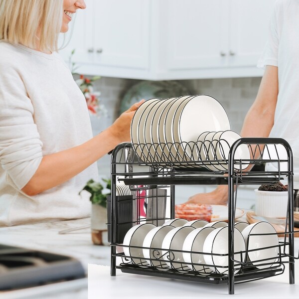 2 Tiers Dish Drying Rack Non Rust - L