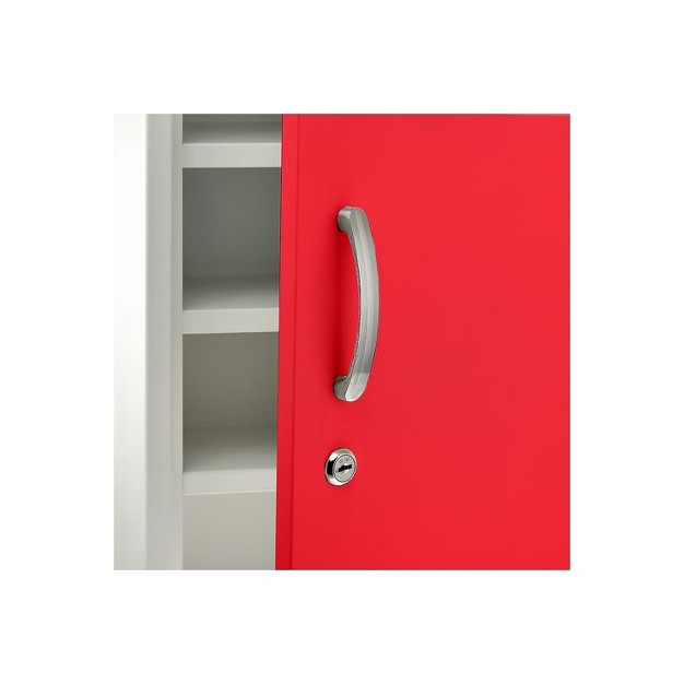 Adirmed 21 In H X 16 In W Dual Lock Surface mount Medical Security Cabinet In Red With Pull out