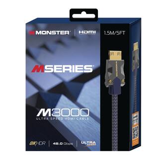 Monster 5 ft. M-3000 Ultra-Speed HDMI Cable 48 GBPS 8K HDR Resolution 24K Gold Platted Connectors MHV1-1018-US